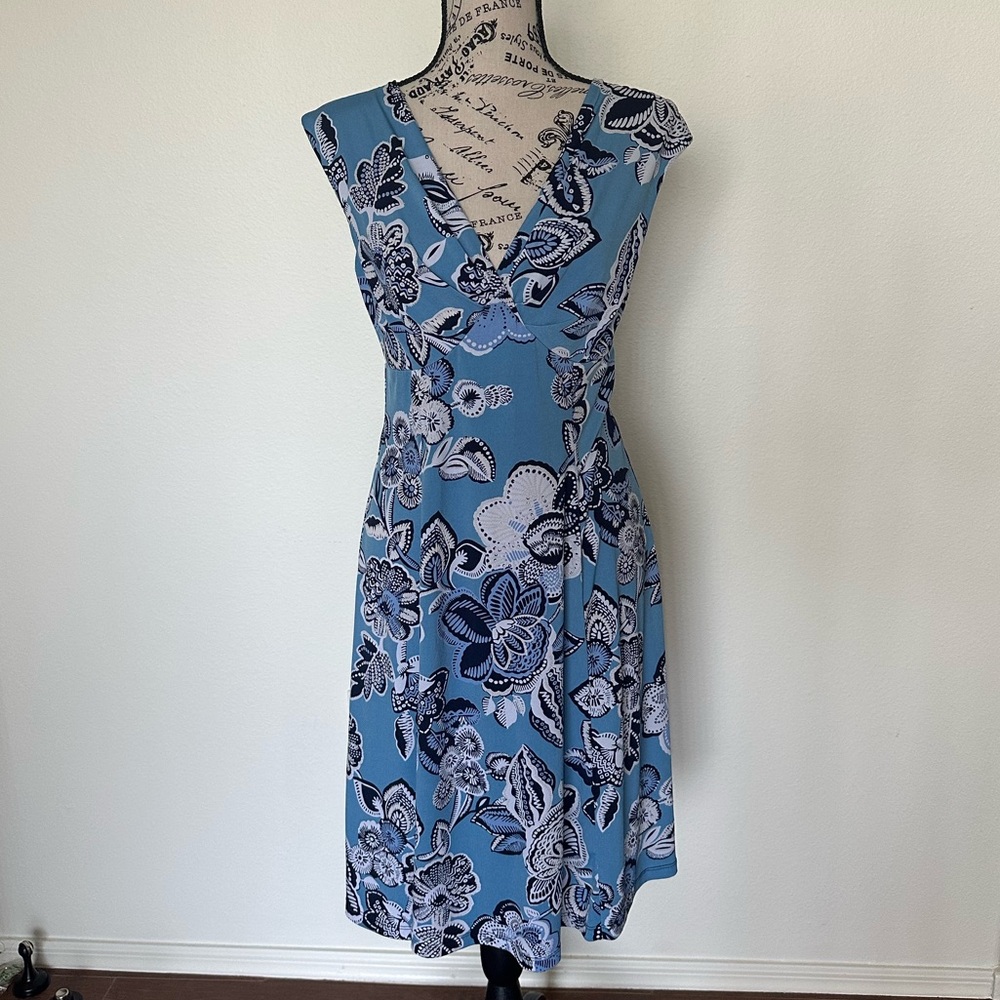 Enfocus Studio Blue Midi Sundress with V-Neck